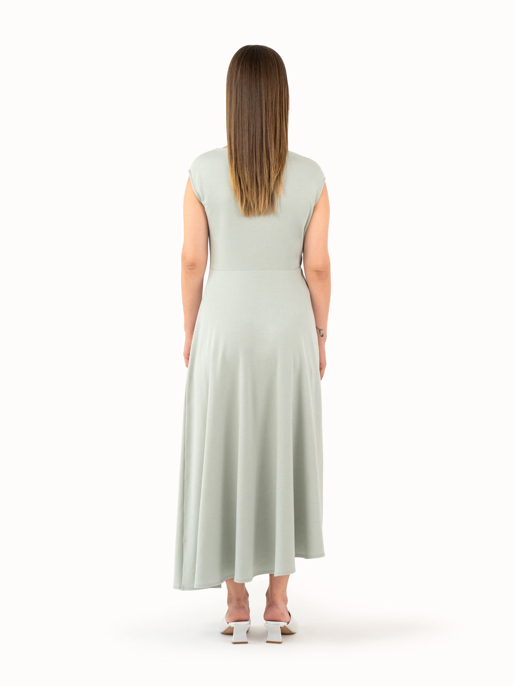 The Ruched Jersey Midi Dress – Mint Green Petite