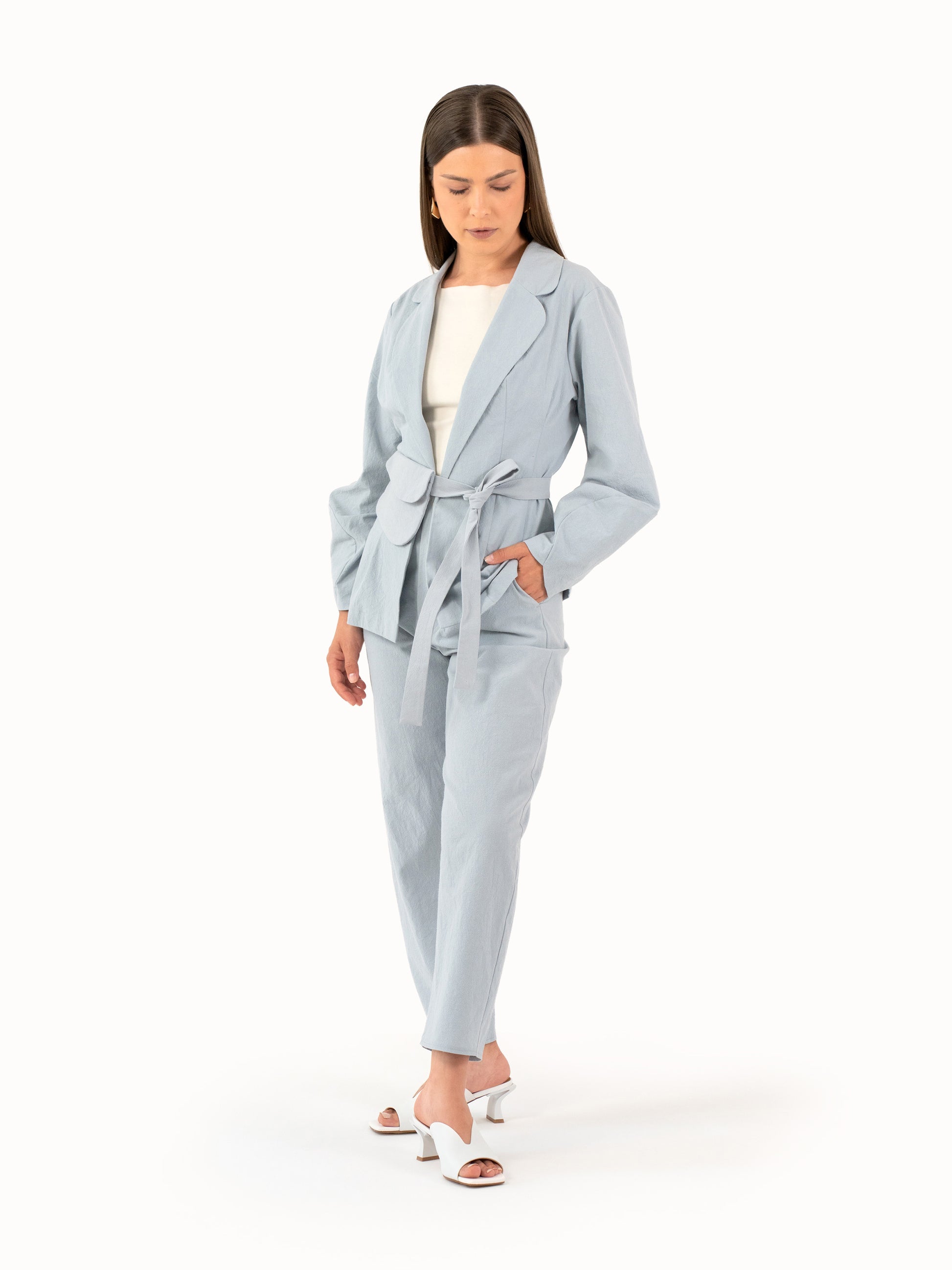 The Rounded Trousers – Sky Blue Petite