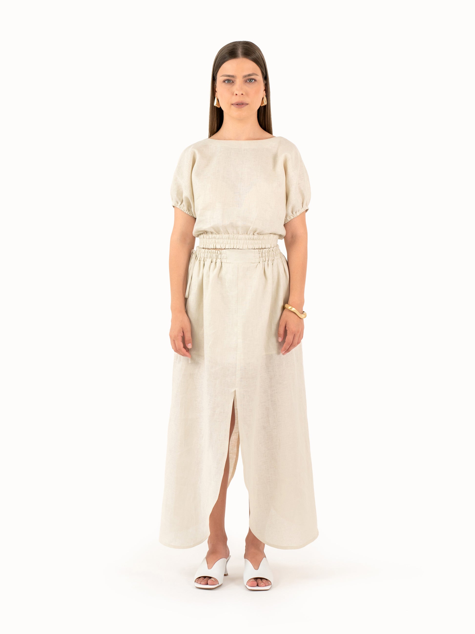 The Shifted Slit – Linen Skirt Petite