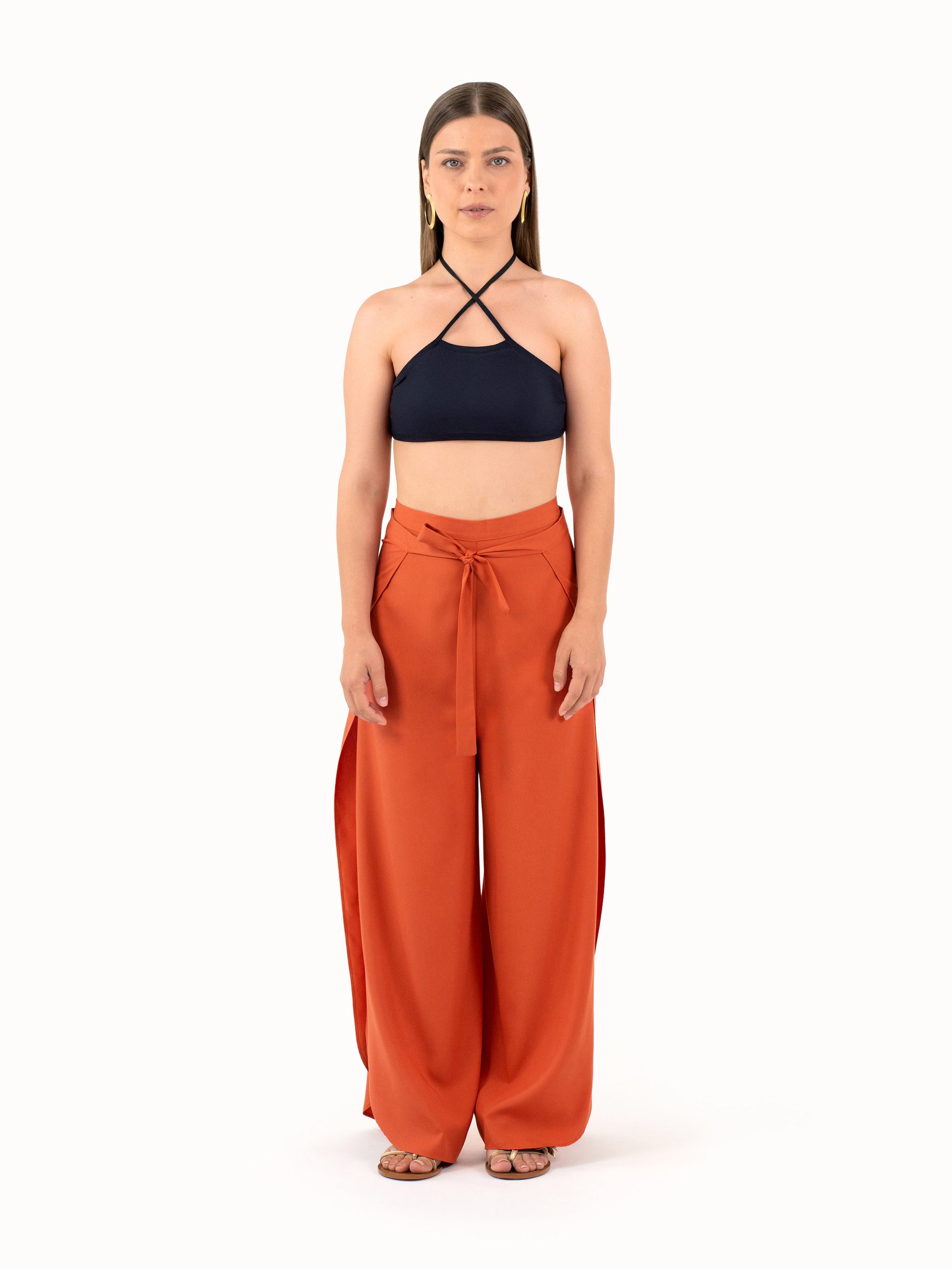 The Convertible Wrap Pants – Sunset Orange Petite