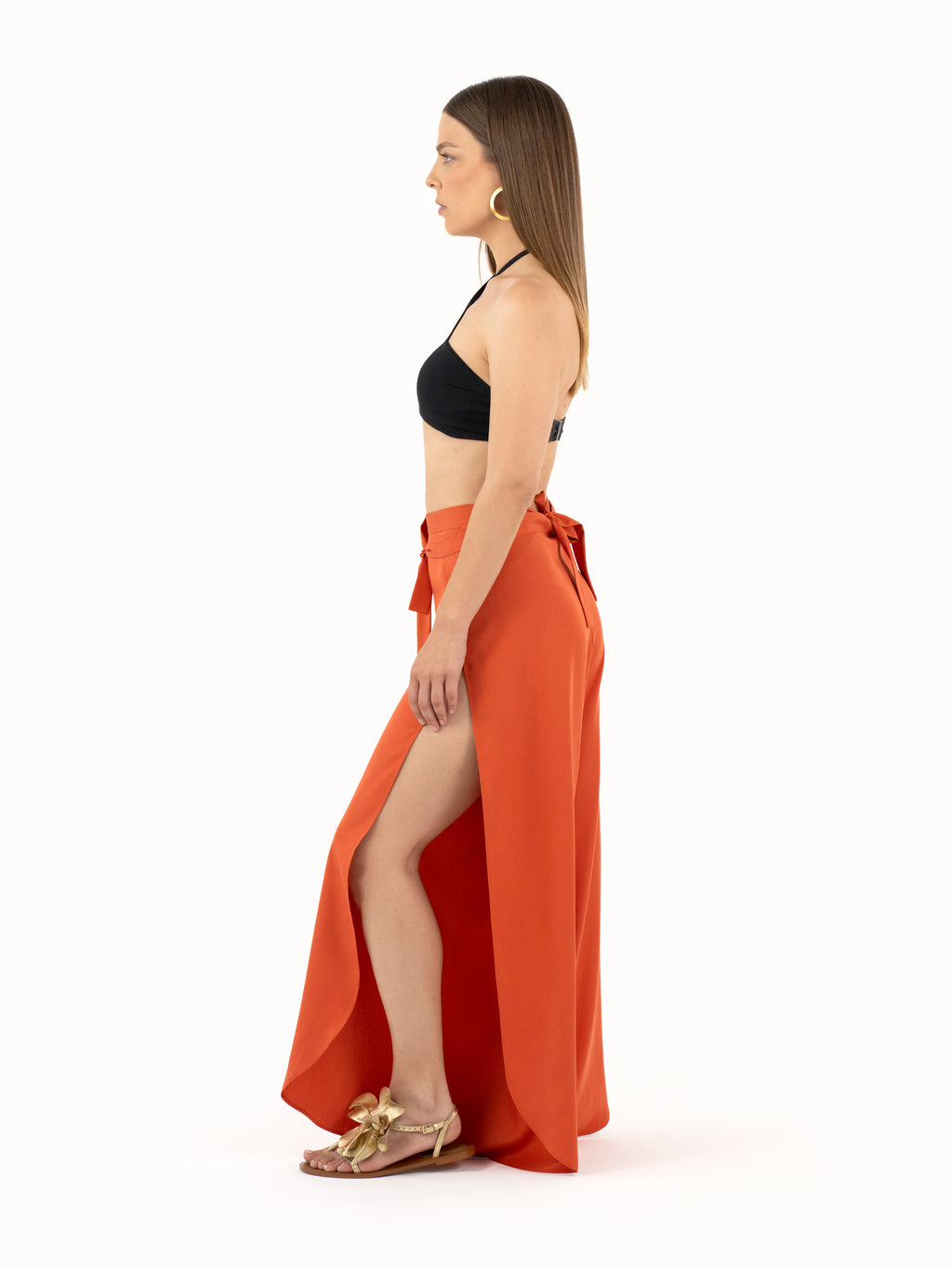 The Convertible Wrap Pants – Sunset Orange Petite
