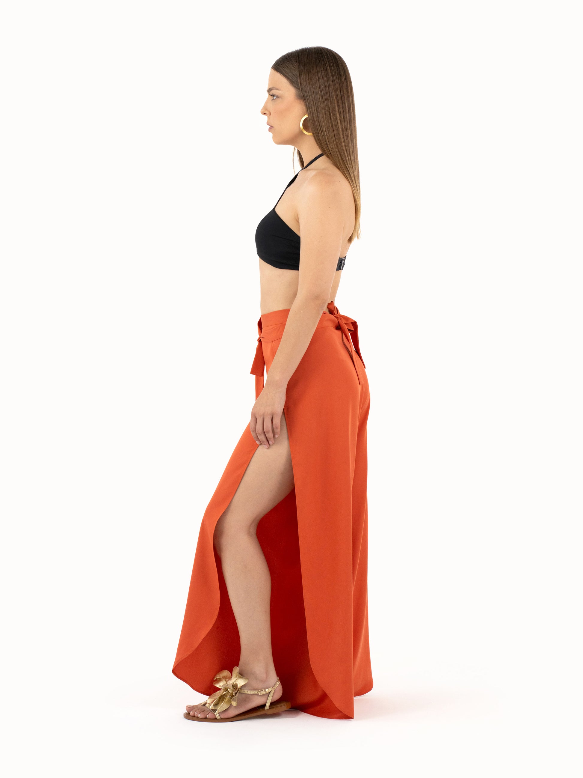 The Convertible Wrap Pants – Sunset Orange Petite