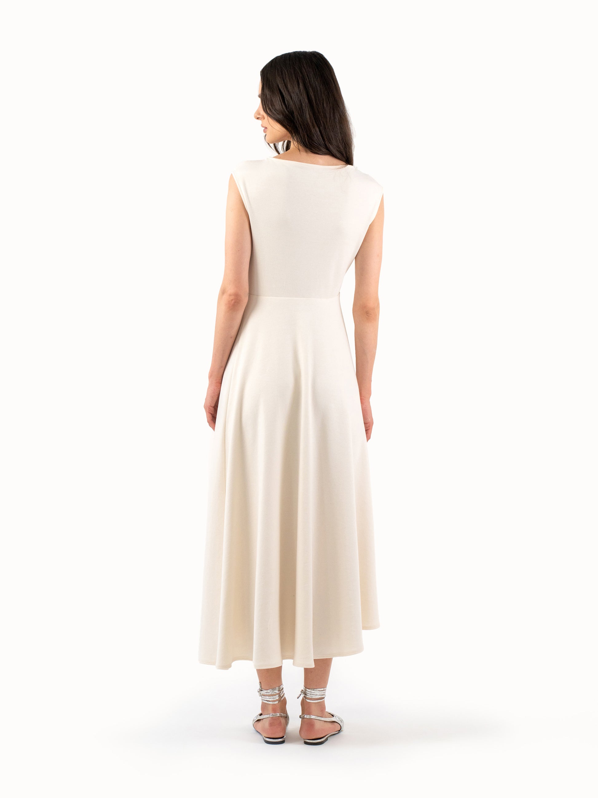 The Ruched Jersey Midi Dress – Ivory