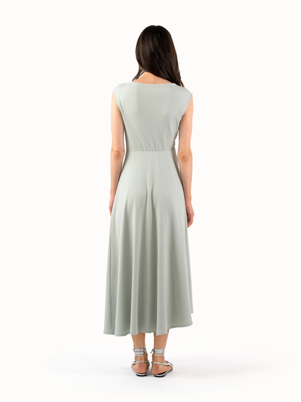 The Ruched Jersey Midi Dress – Mint Green