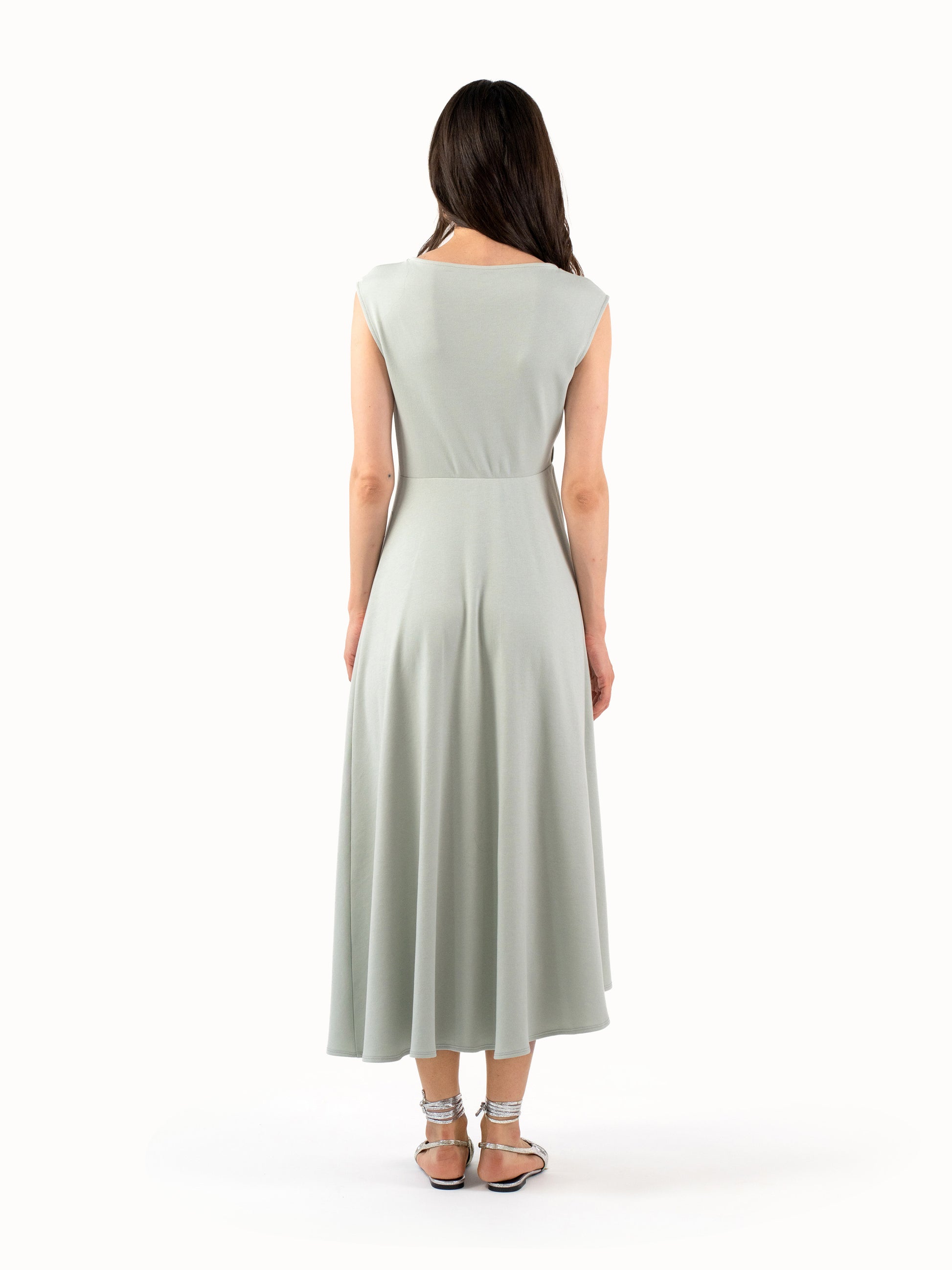 The Ruched Jersey Midi Dress – Mint Green