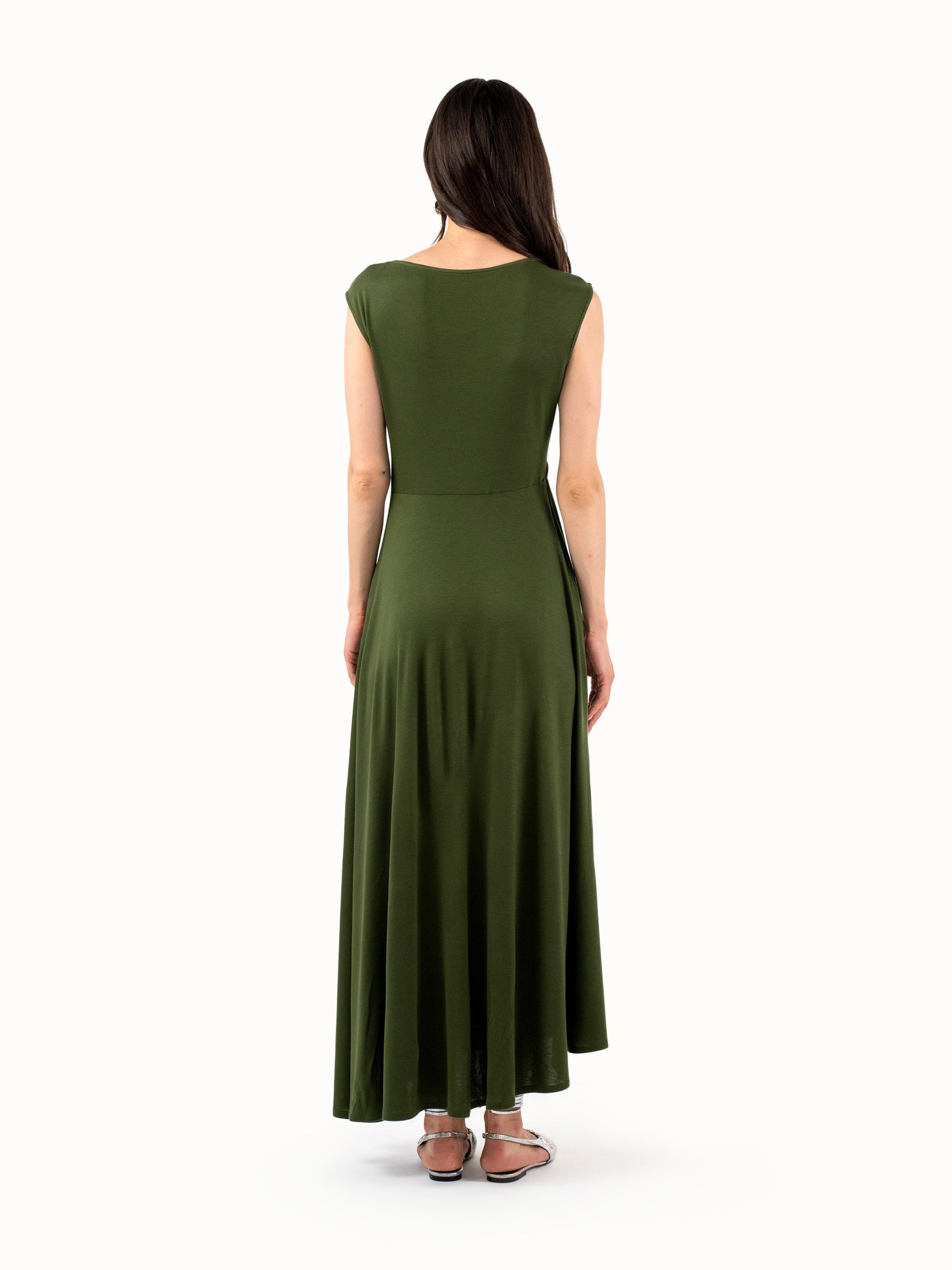 The Ruched Jersey Midi Dress – Deep Forest