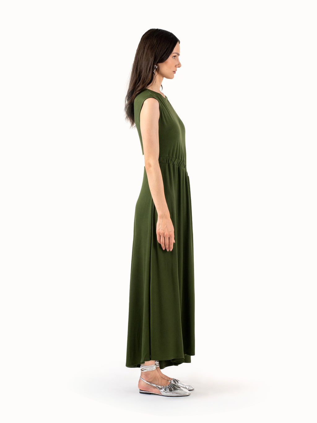 The Ruched Jersey Midi Dress – Deep Forest