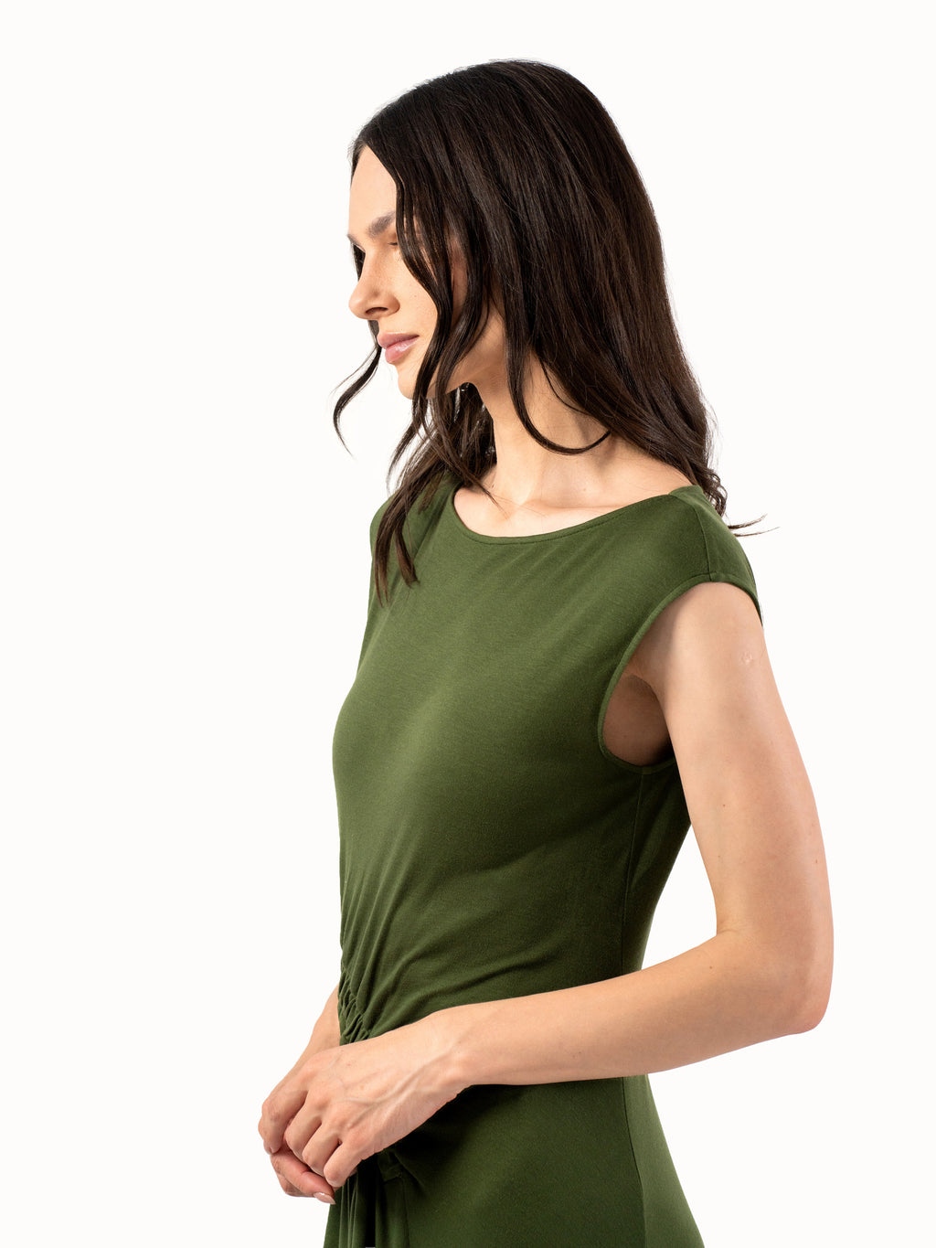The Ruched Jersey Midi Dress – Deep Forest