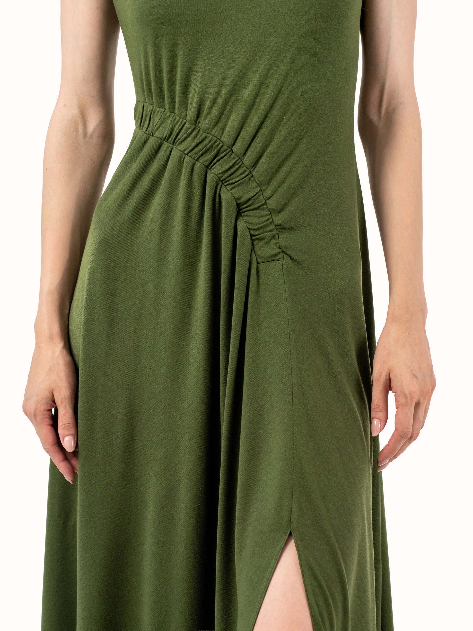 The Ruched Jersey Midi Dress – Deep Forest