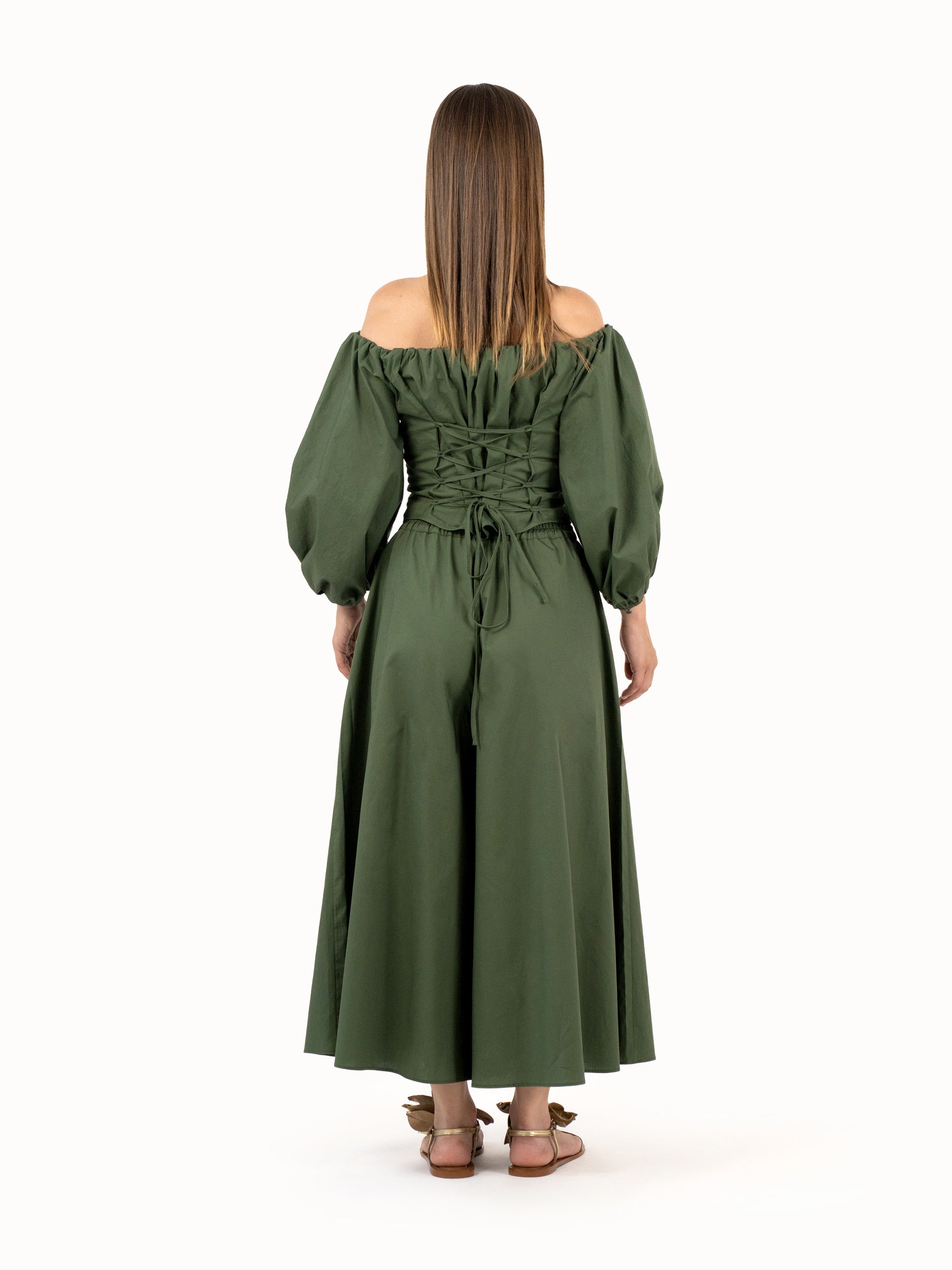 The Cropped Wide-Leg Trousers - Forest Green Petite