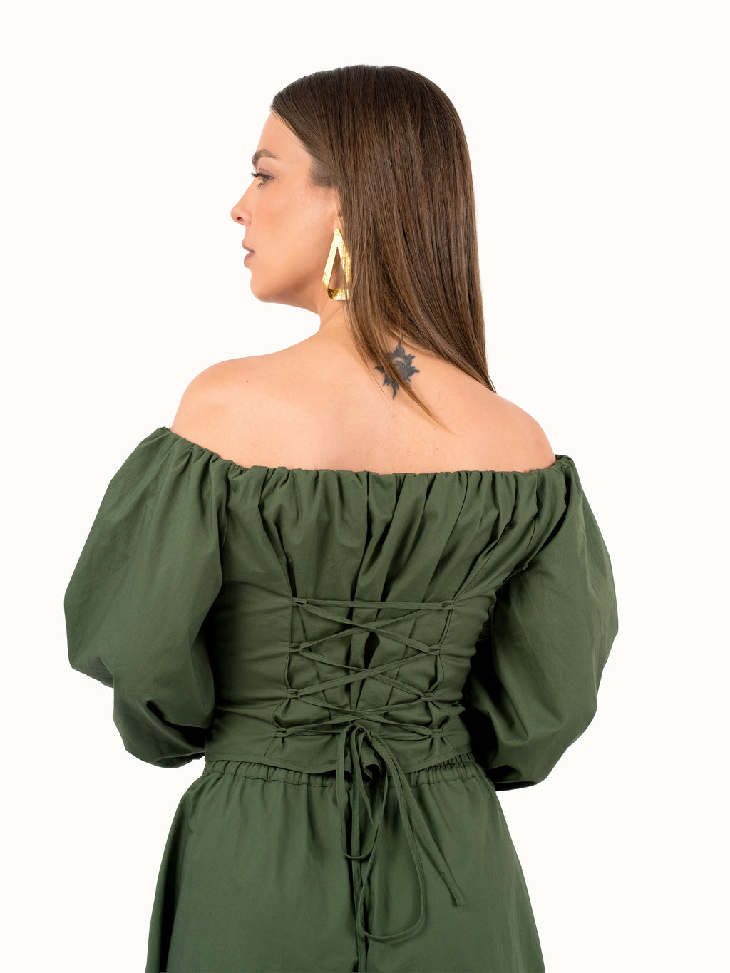 The Off-Shoulder Top – Forest Green Petite