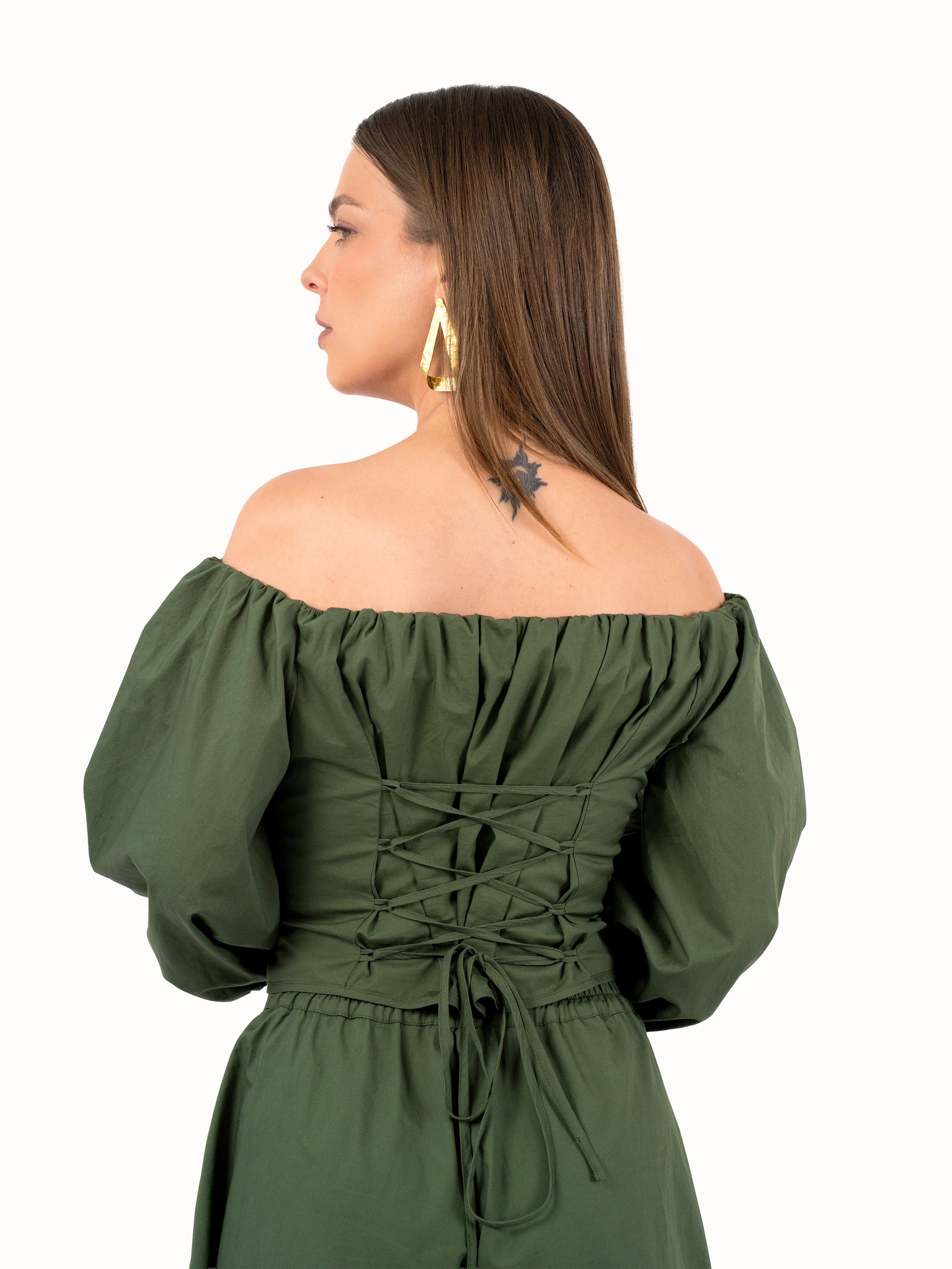 The Off-Shoulder Top – Forest Green Petite