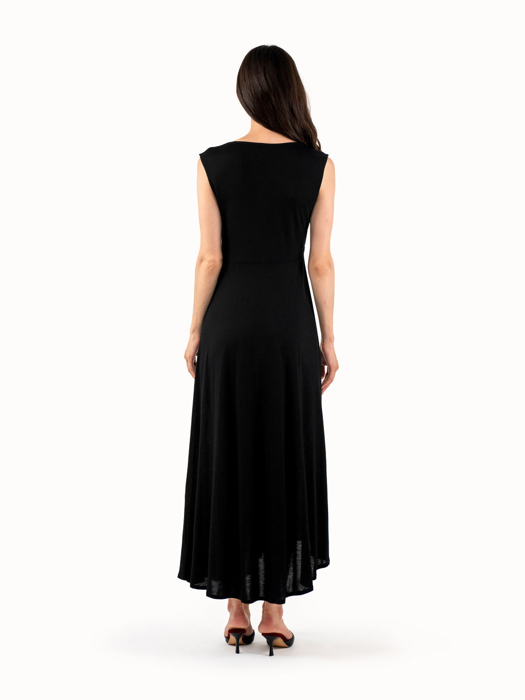 The Ruched Jersey Midi Dress – Black