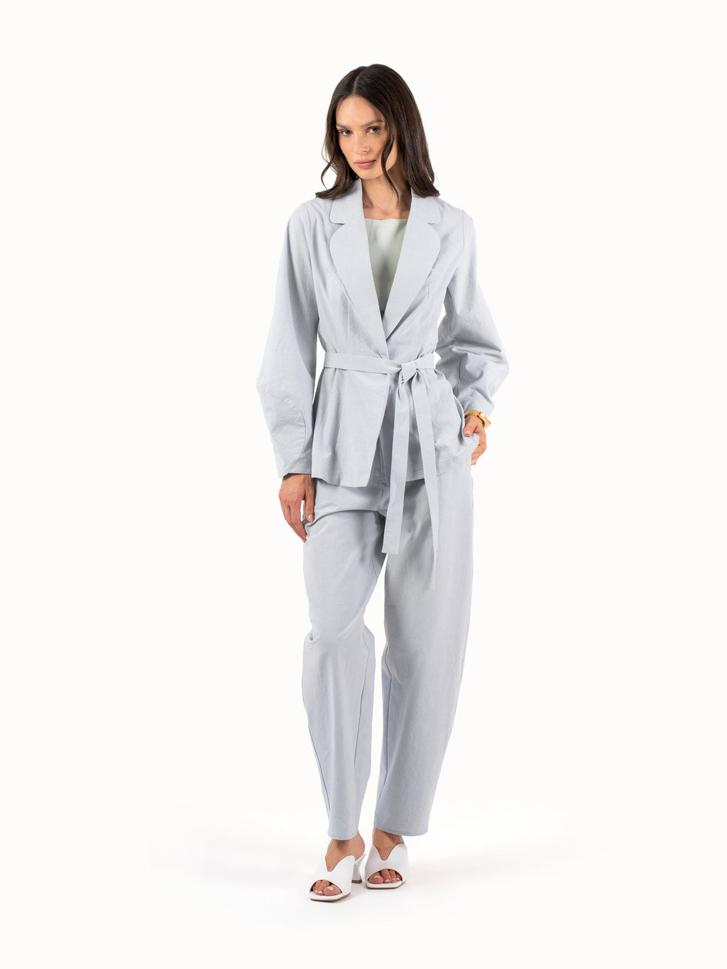 The Belted Jacket – Sky Blue