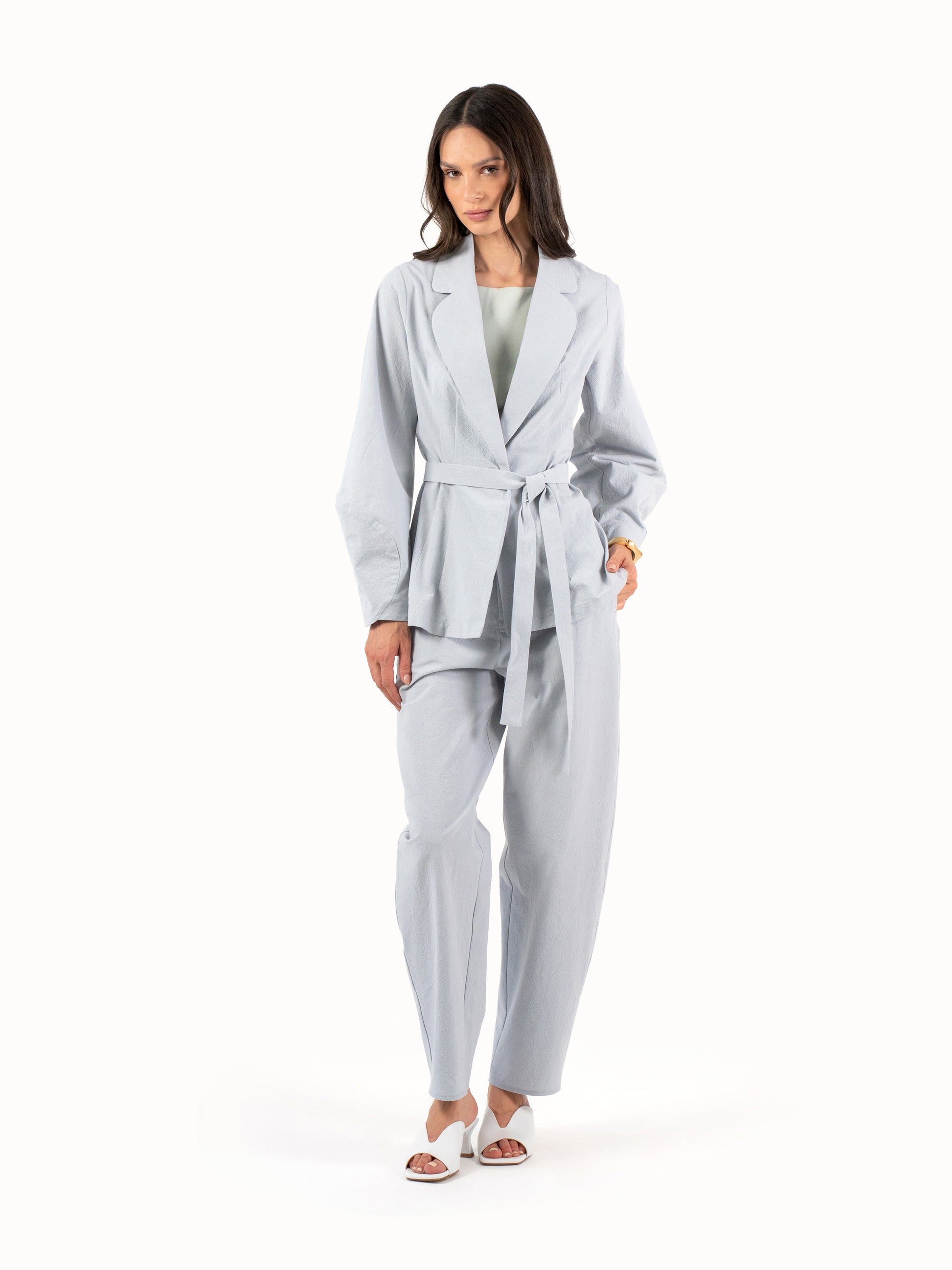 The Belted Jacket – Sky Blue