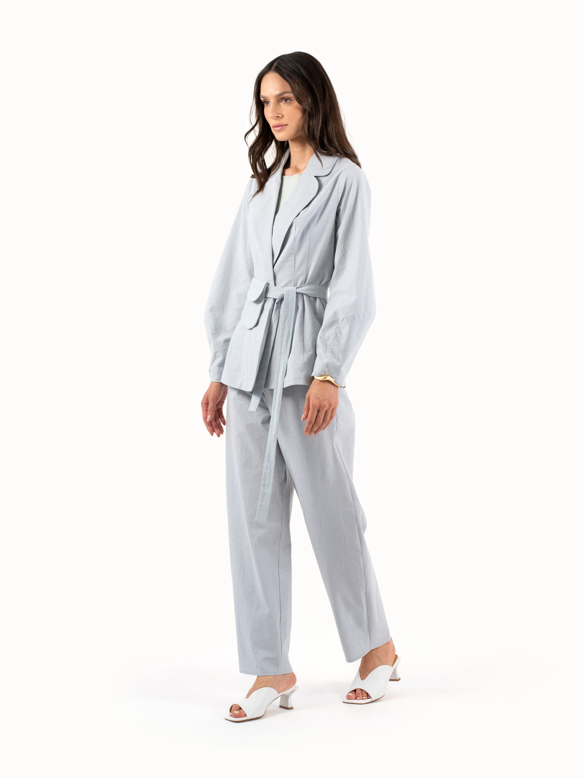 The Belted Jacket – Sky Blue