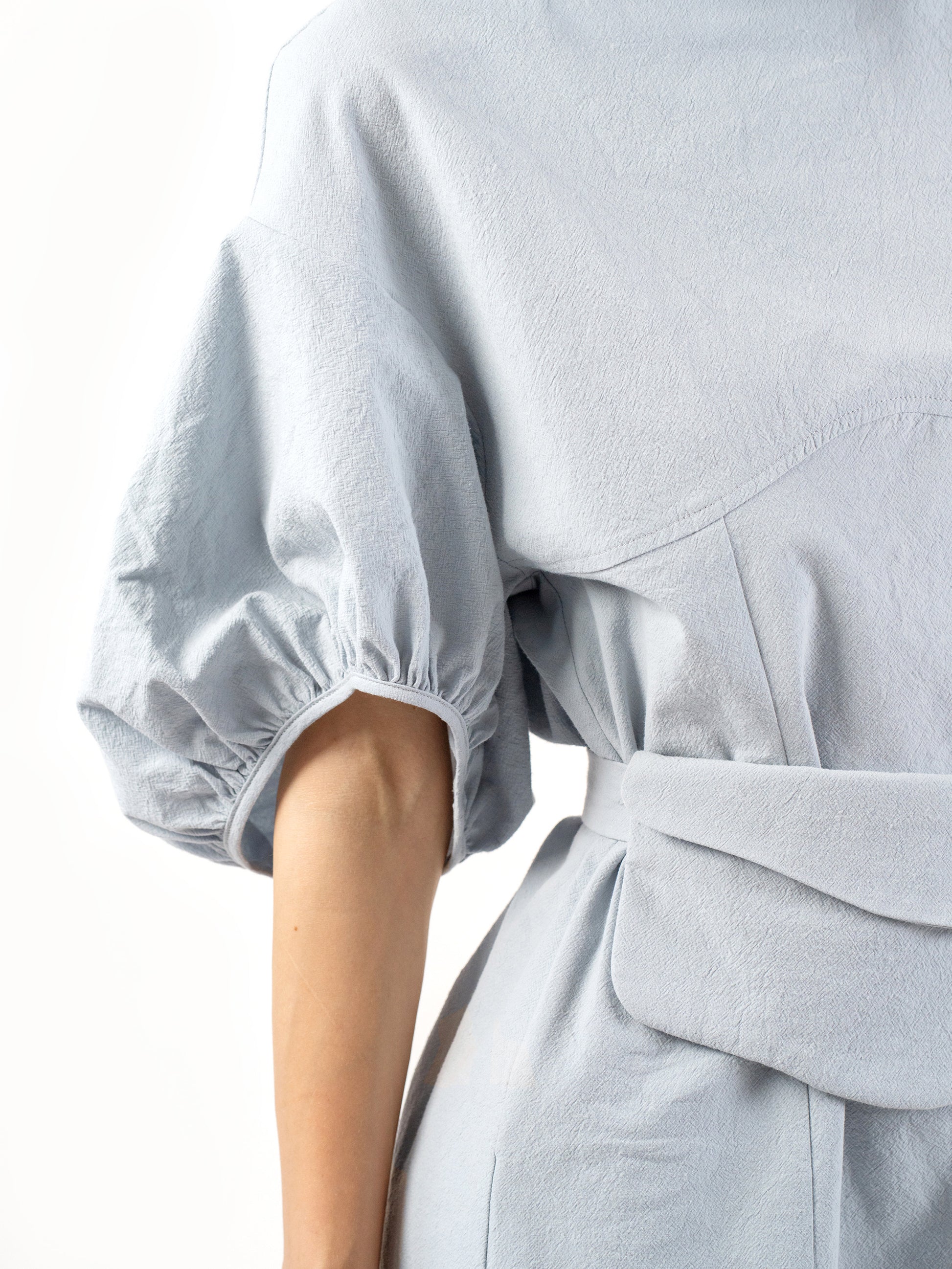 The Belted Cotton Mini Dress – Sky Blue