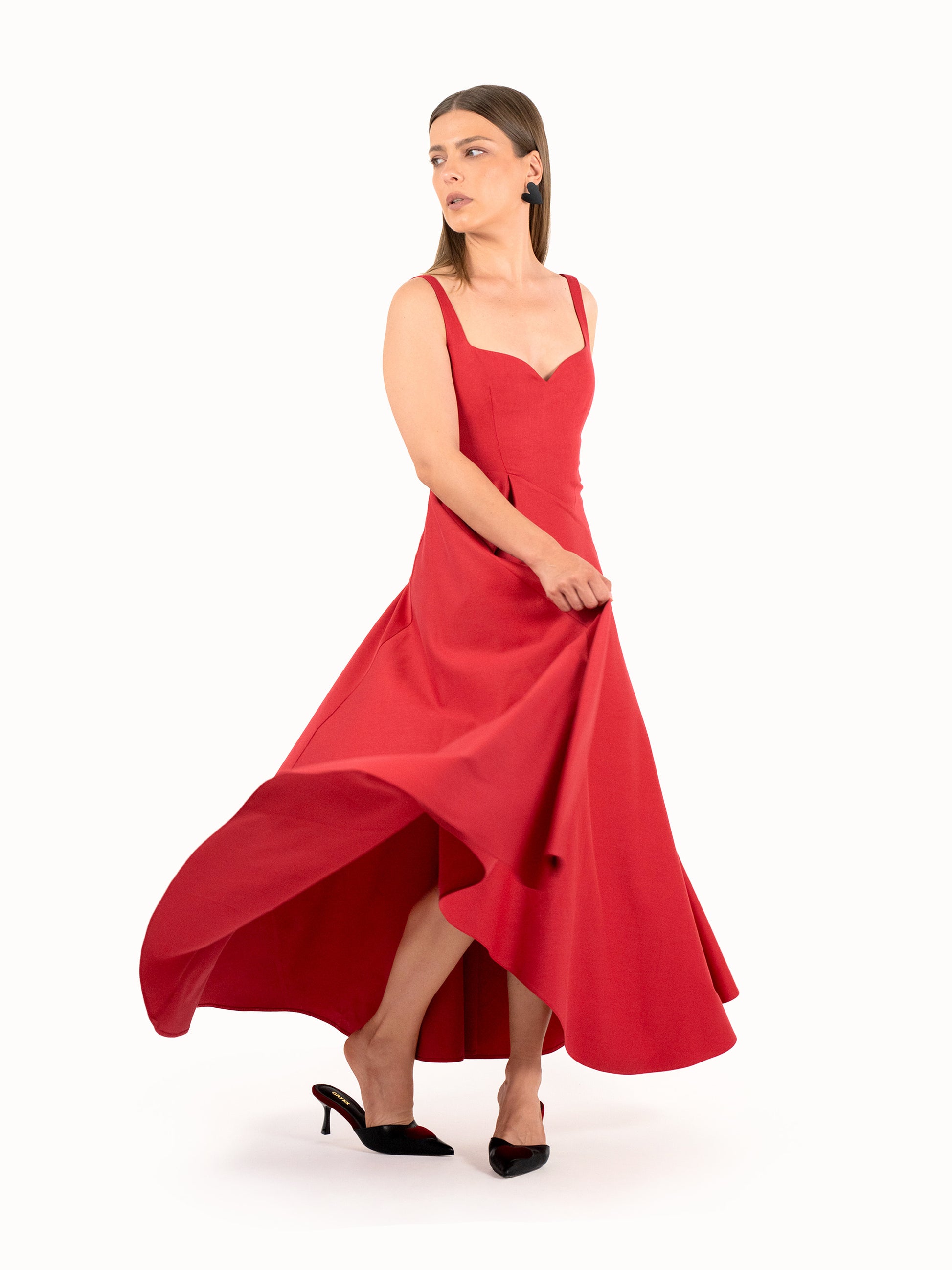 lush red dress Lady In A Luxury Lush Red Dress Stock Photo - Download Image Now - Adult, Arts Culture and Entertainment, Beautiful People