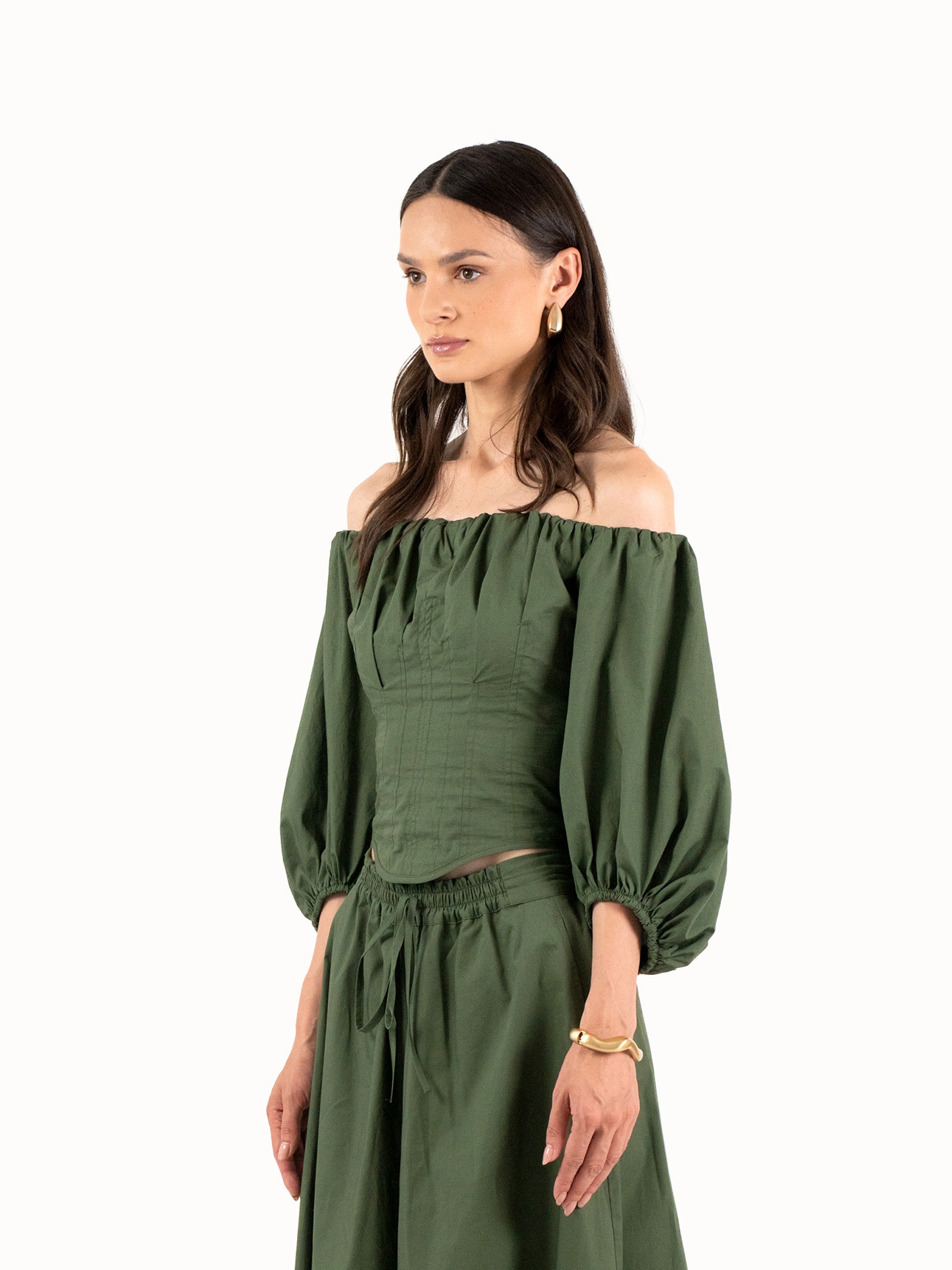 The Off-Shoulder Top – Forest Green