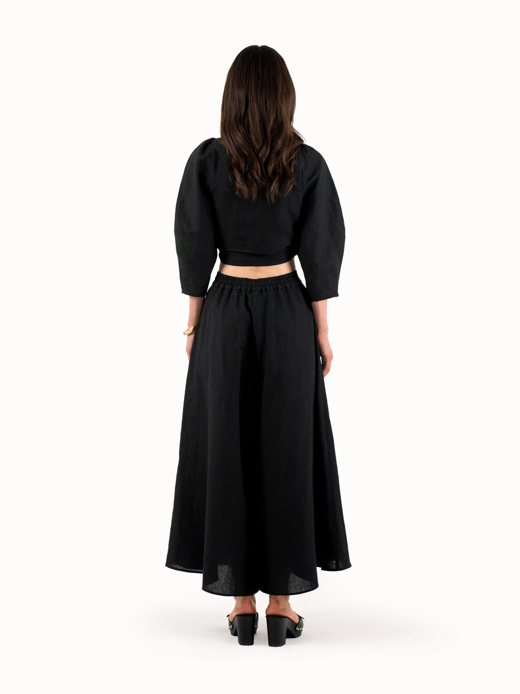 The Banana Sleeve Wrap Top - Black