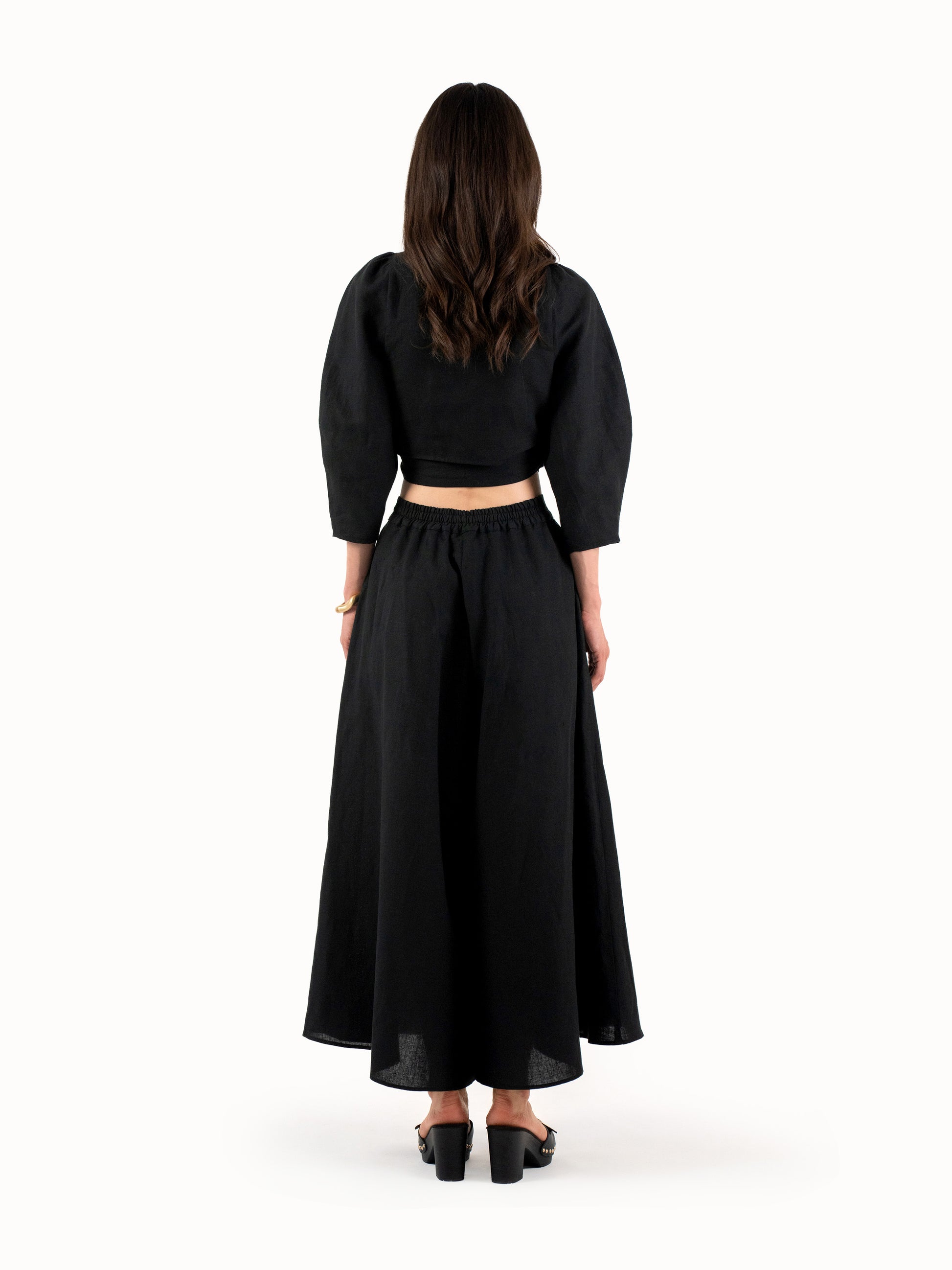 The Banana Sleeve Wrap Top - Black