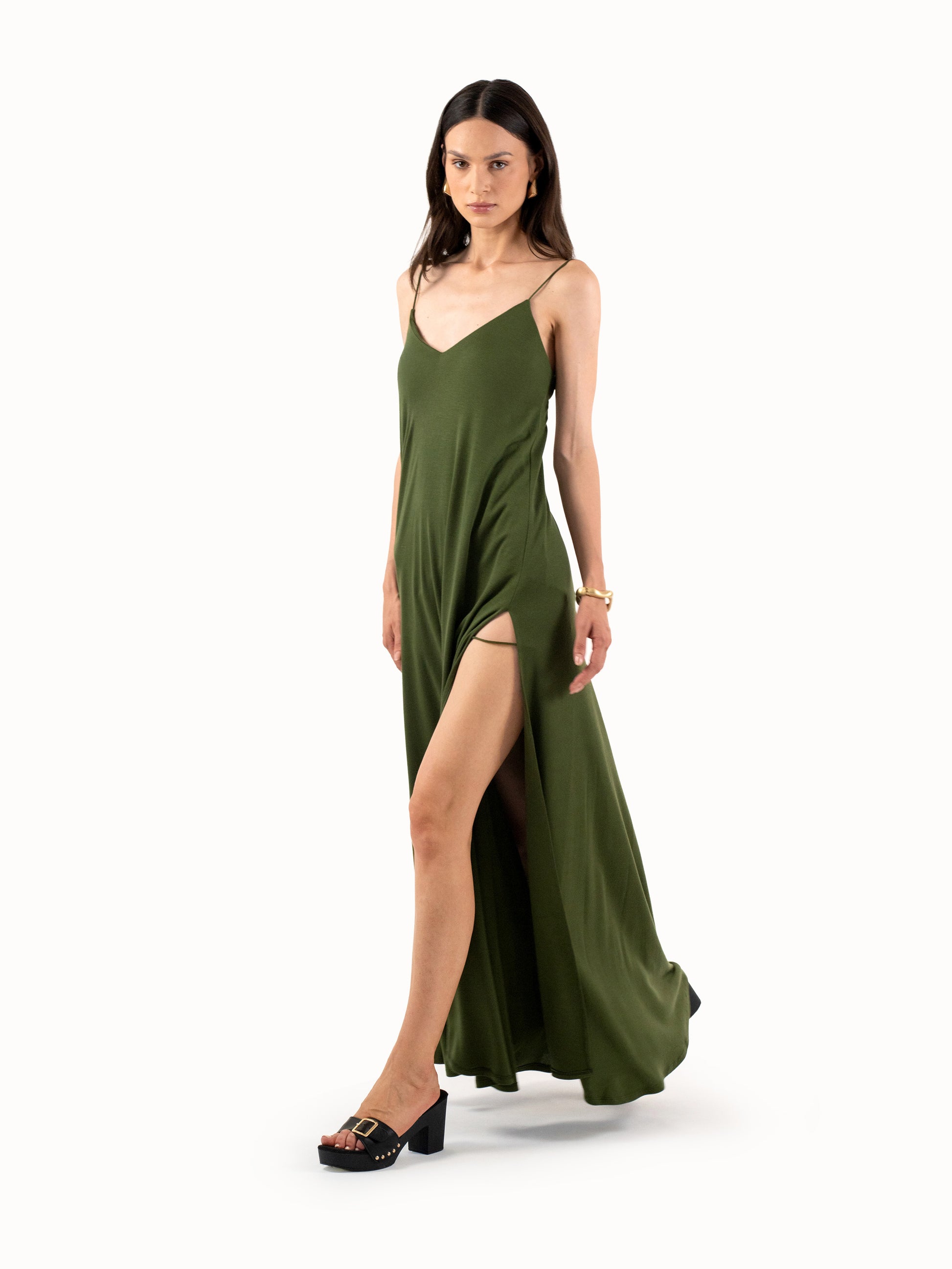 The Secret Midaxi Dress – Deep Green Tall