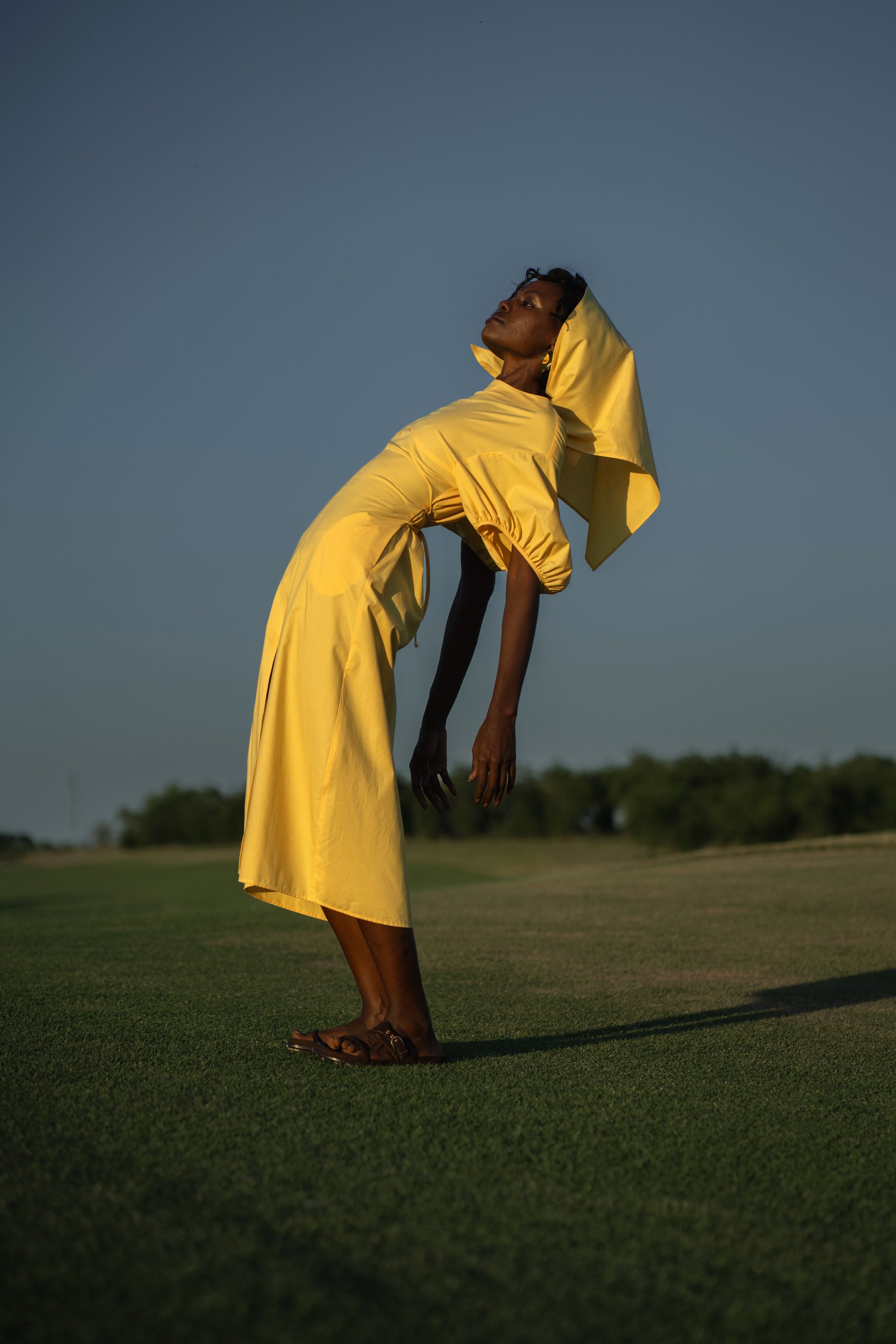 The Balloon Midi Dress – Yellow