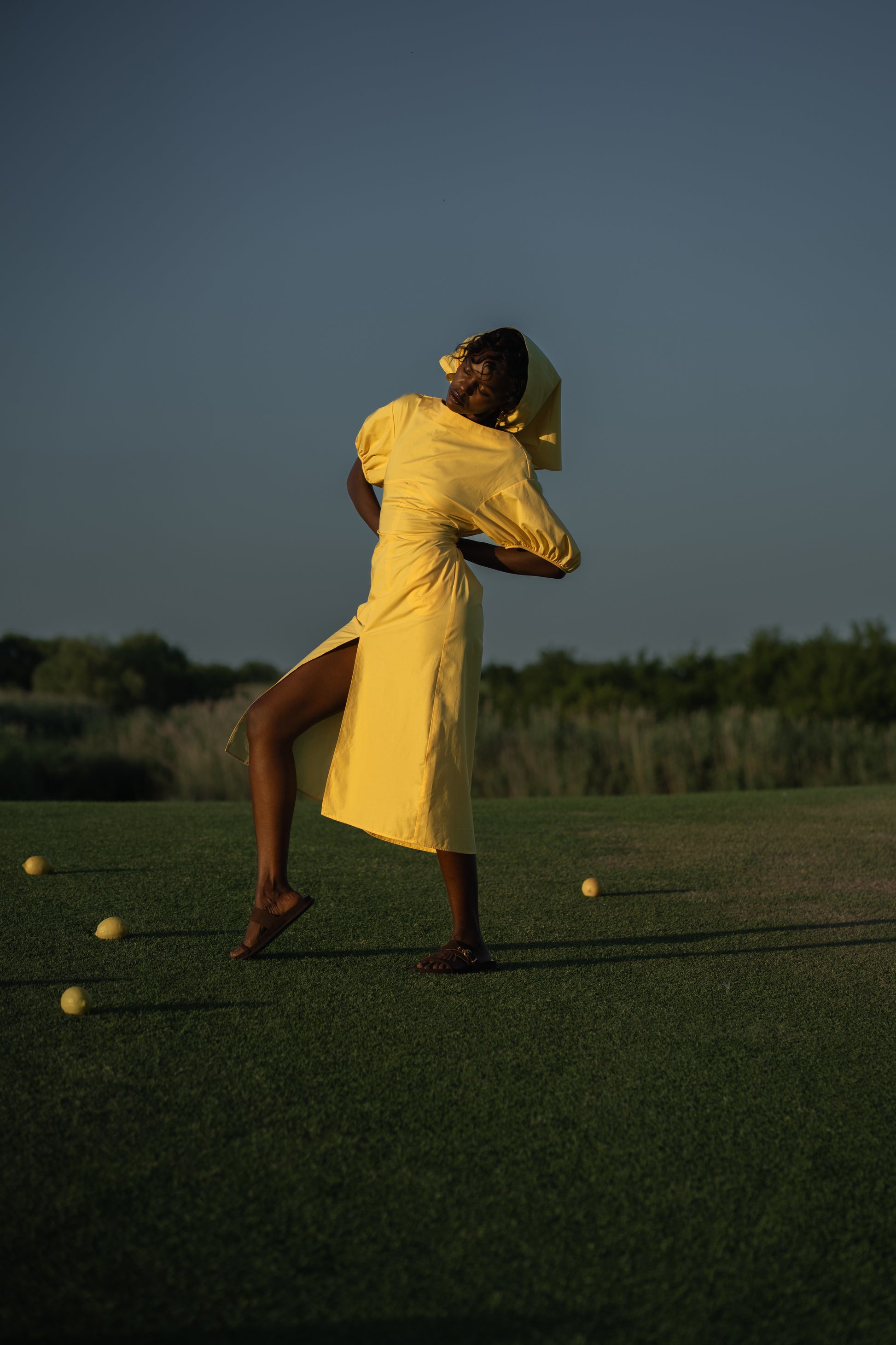 The Balloon Midi Dress – Yellow