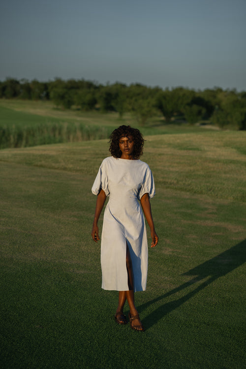 The Balloon Midi Dress – Sky Blue