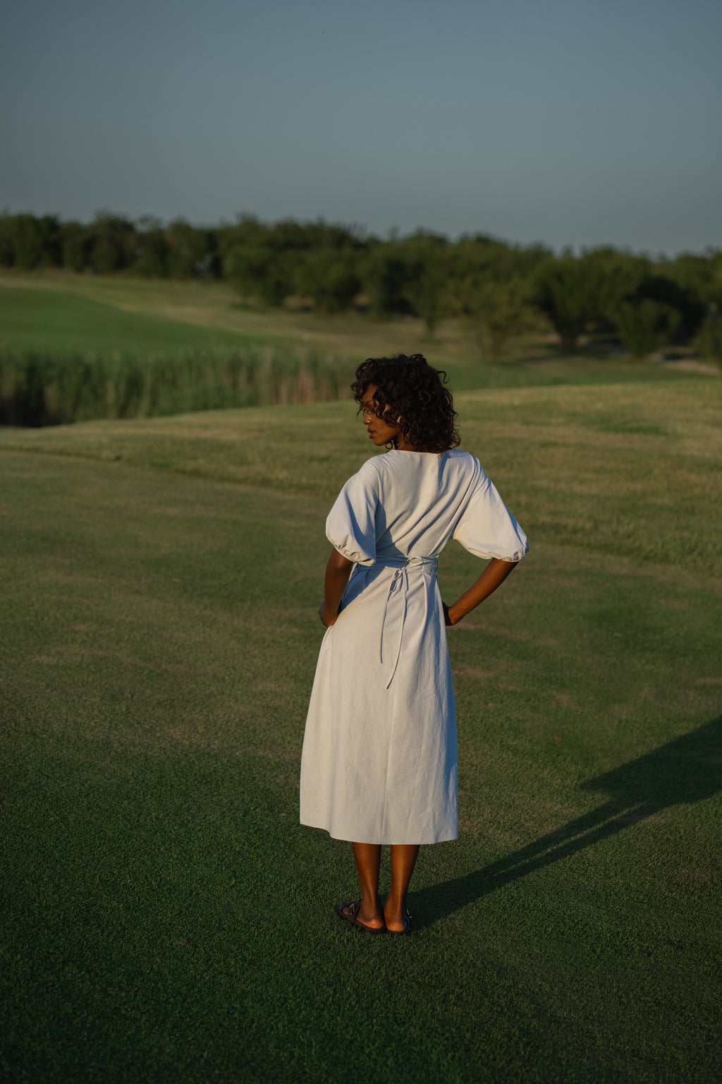 The Balloon Midi Dress – Sky Blue