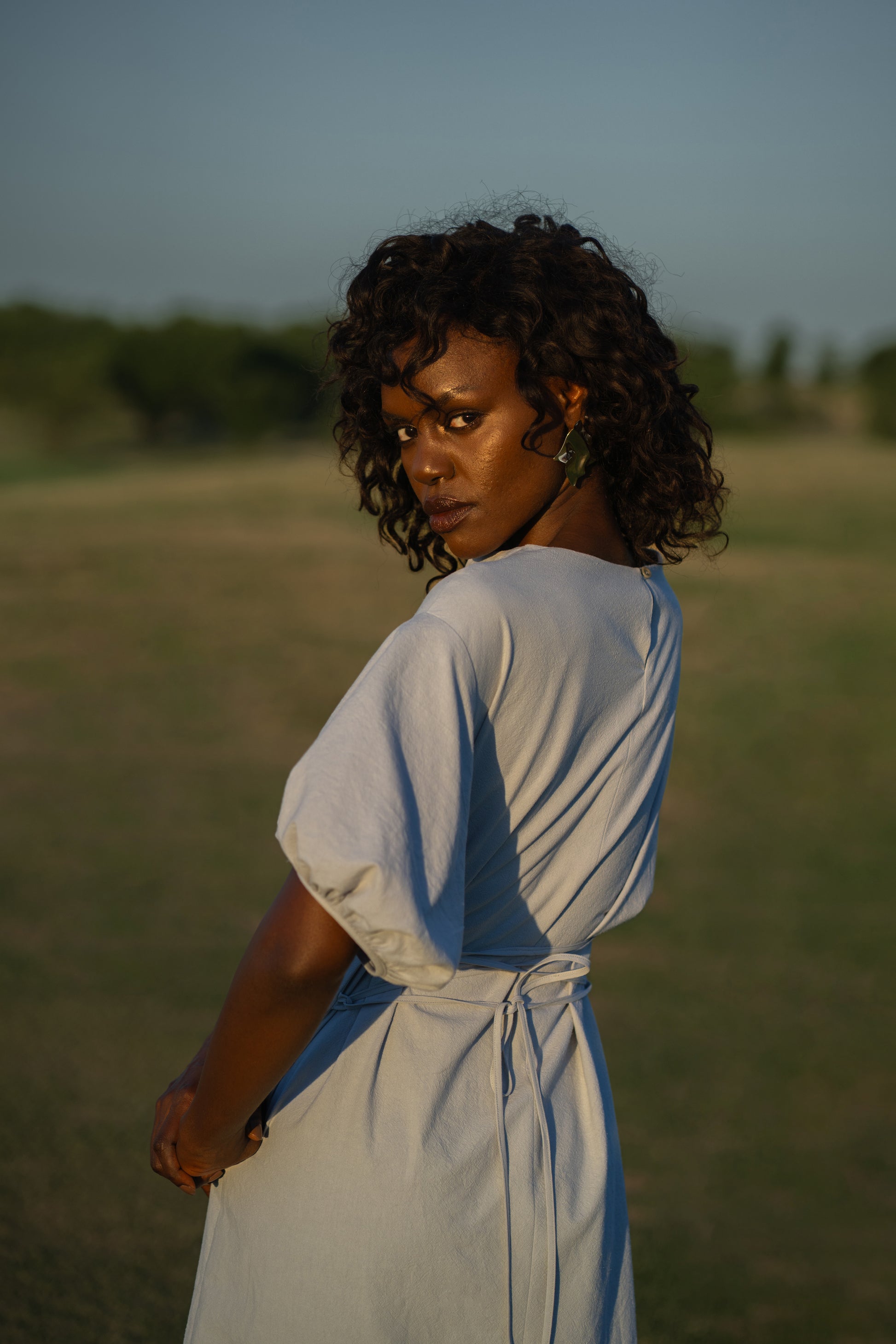 The Balloon Midi Dress – Sky Blue