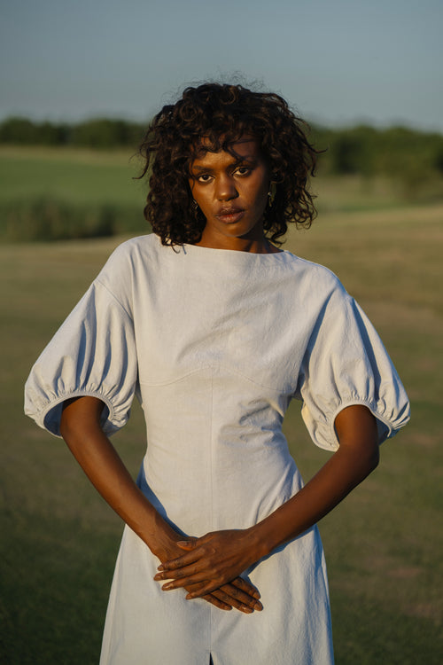 The Balloon Midi Dress – Sky Blue
