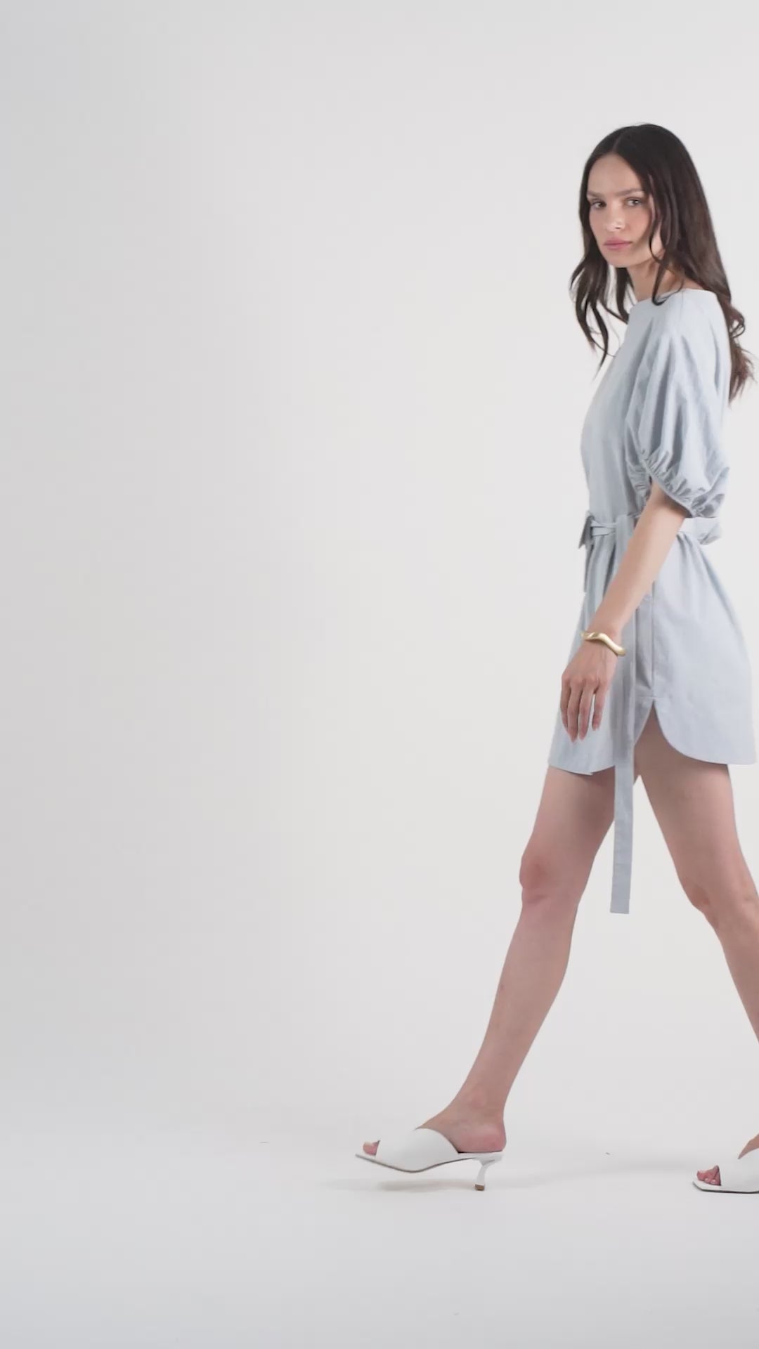 The Belted Cotton Mini Dress – Sky Blue