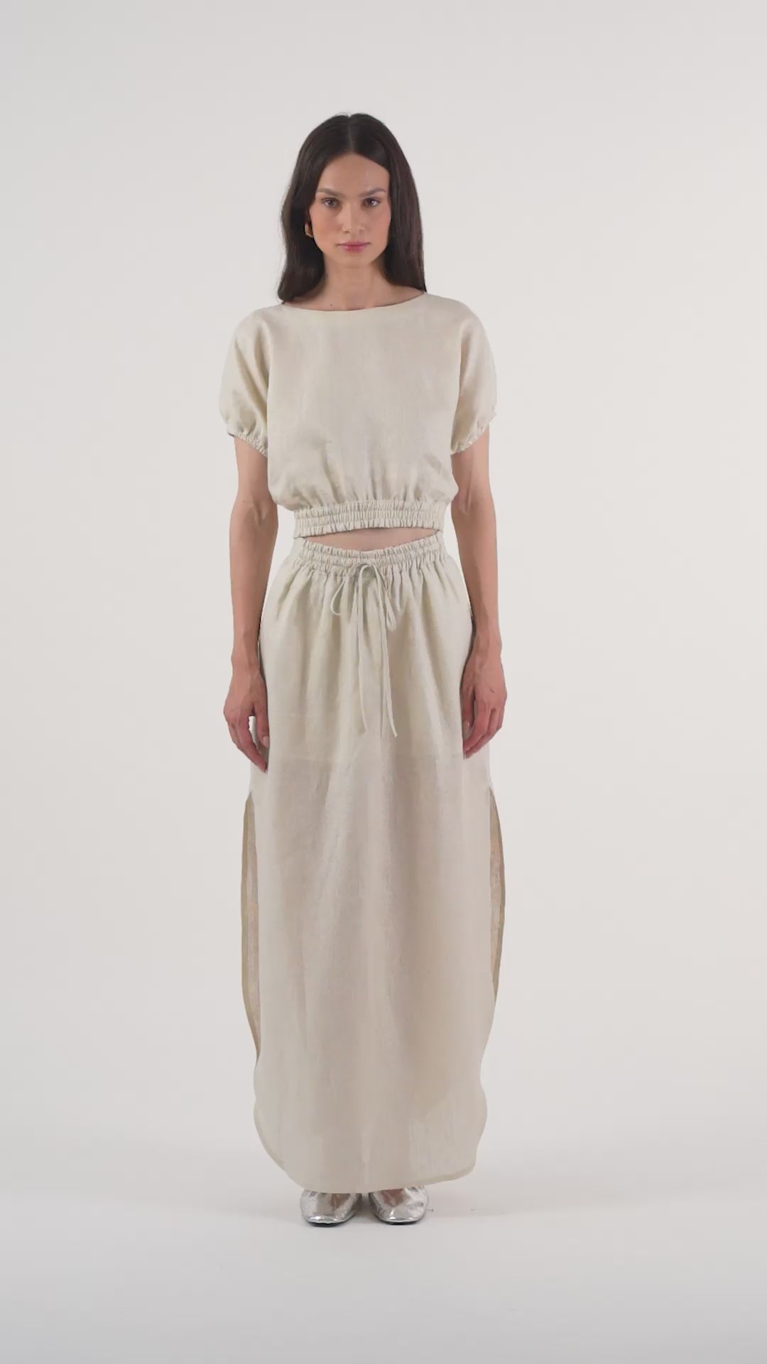 The Shifted Slit – Linen Skirt