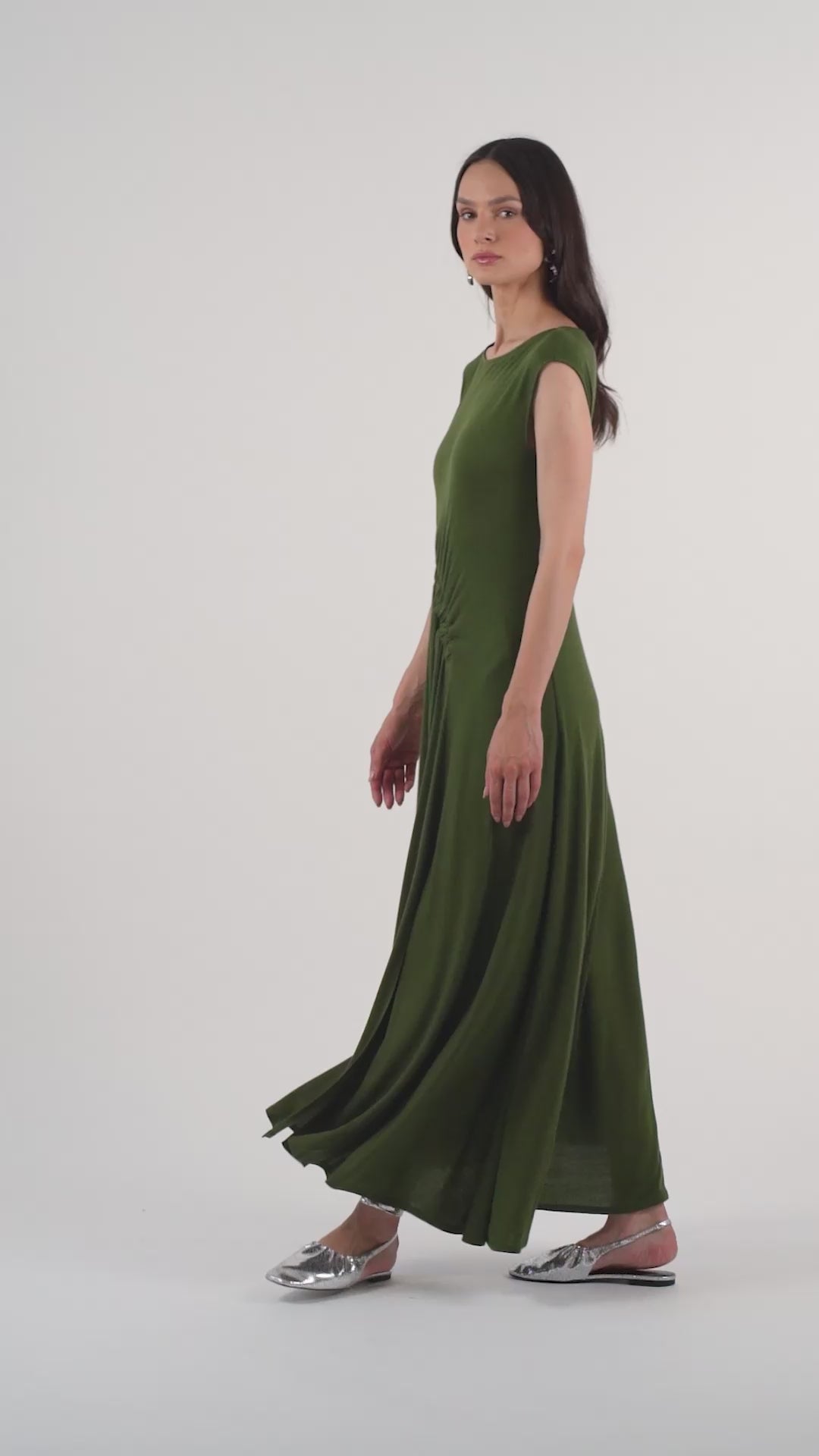 The Ruched Jersey Midi Dress – Deep Forest