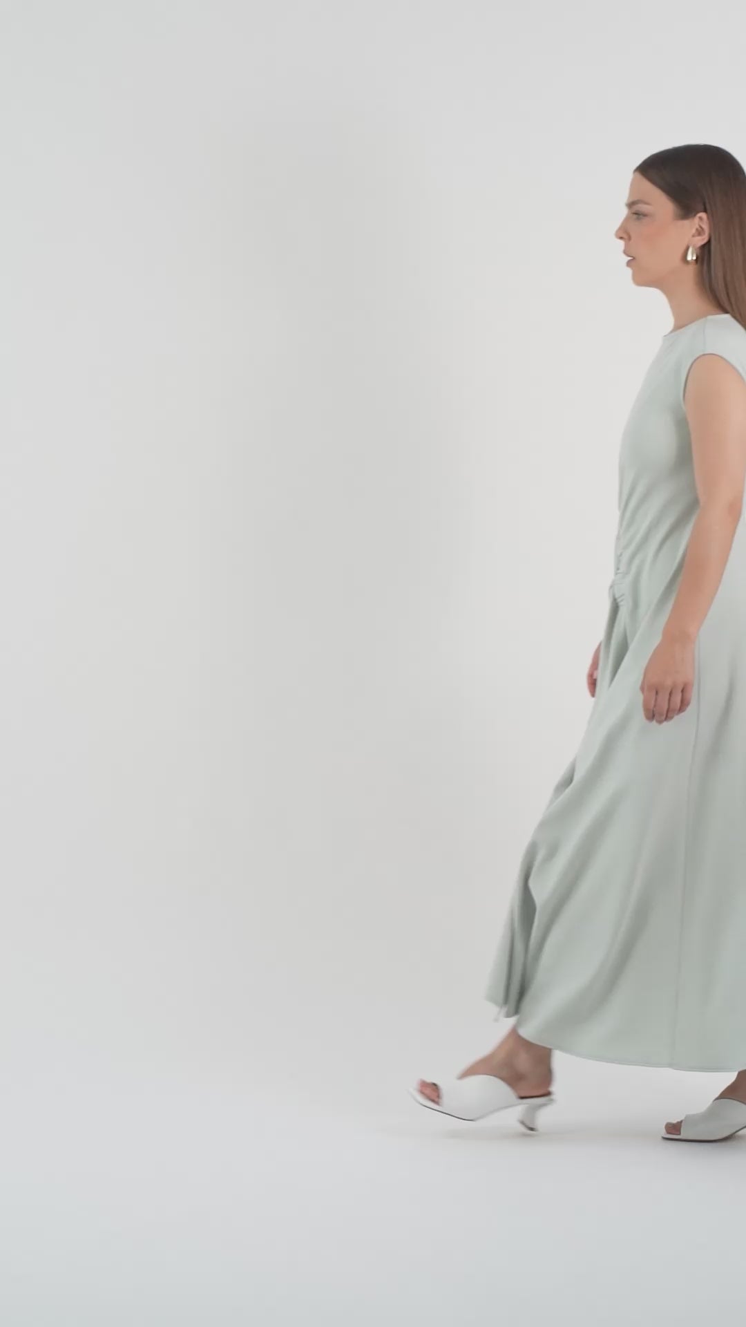 The Ruched Jersey Midi Dress – Mint Green Petite
